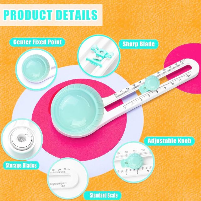 Uuname Paper Circle Cutter &1 Knife Pen 1 Double Head Pen 3 Blade 1 Mat-818