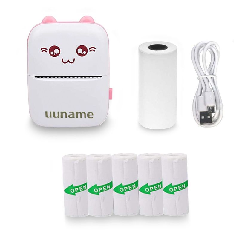Uuname Portable BT Mini Pocket PhotoThermal Printer & 5 Sticker Paper-C9SE
