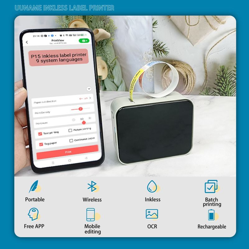 Marklife Mini Portable Sticker Thermal Bluetooth Barcode Label Printers-P15