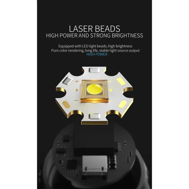 Uuname 3000 Lumens Torch Rechargeable COB LED Flashlight 9 Mode High Bright