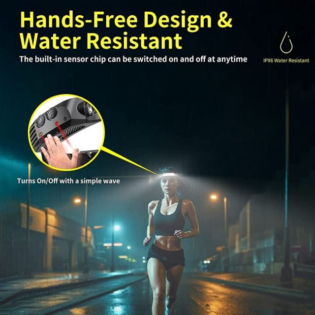 Smiling Shark White &Yellow Motion Sensor Rechargeable Headlamps Led -0123B