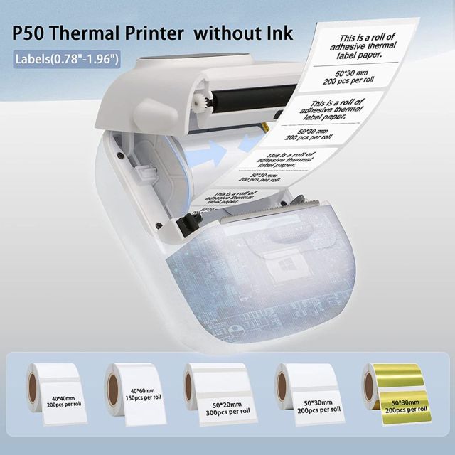 Mini Portable Sticker Thermal Printer Bluetooth Barcode Label Printers-P50