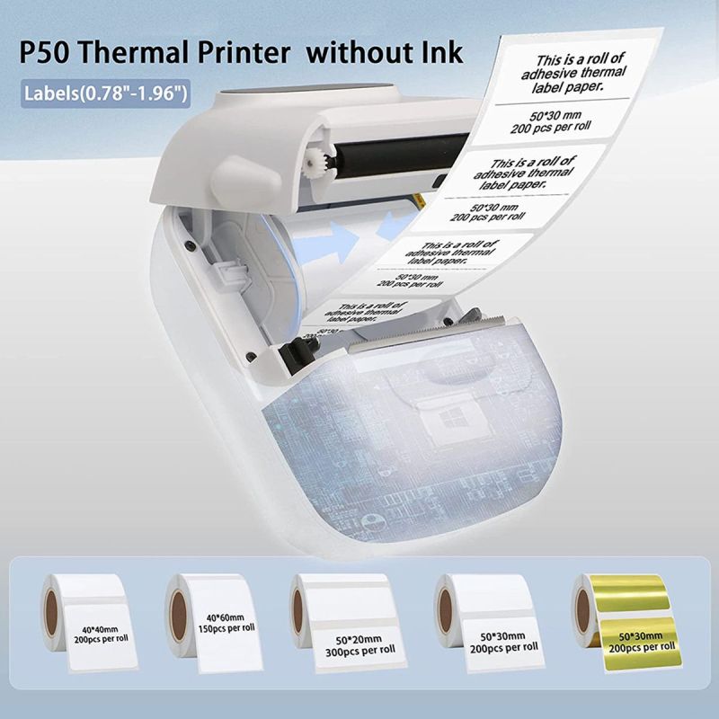 Mini Portable Sticker Thermal Printer Bluetooth Barcode Label Printers-P50