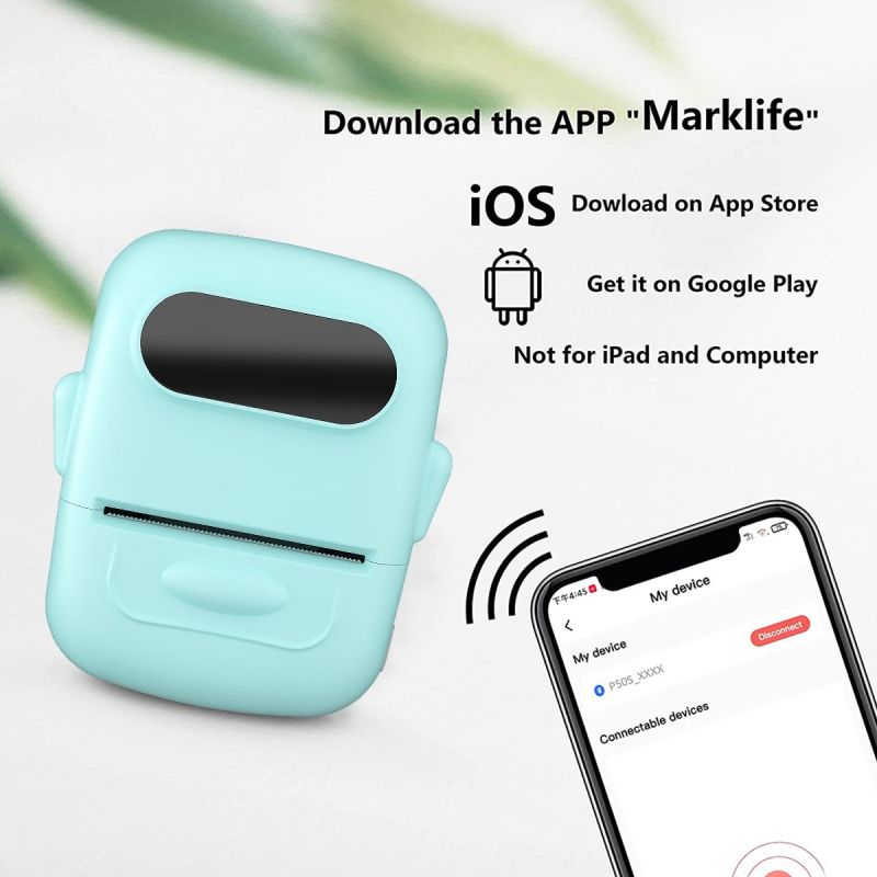 Mini Portable Sticker Thermal Printer Bluetooth Barcode Label Printers-P50