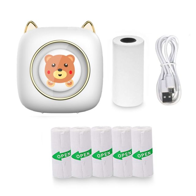 Uuname Portable BT Mini Pocket Thermal Printer & 5 Self Adhesive Paper-C23S