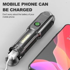 4-Core Usb Rechargeable Flashlight Led Torch Super Bright COB LedTorch-1005