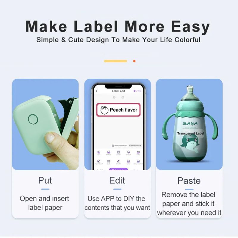 Marklife Mini Portable Sticker Thermal Bluetooth Barcode Label Printer-P12