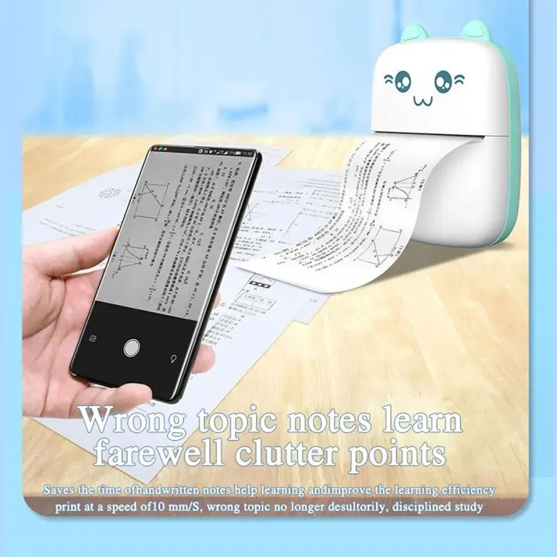 Uuname Portable BT Mini Pocket PhotoThermal Printer & 5 Sticker Paper-C9SE