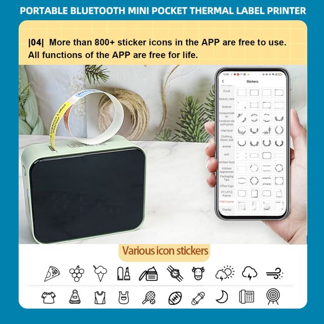 Marklife Mini Portable Sticker Thermal Bluetooth Barcode Label Printers-P15