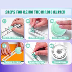 Uuname Paper Circle Cutter &1 Knife Pen 1 Double Head Pen 3 Blade 1 Mat-818