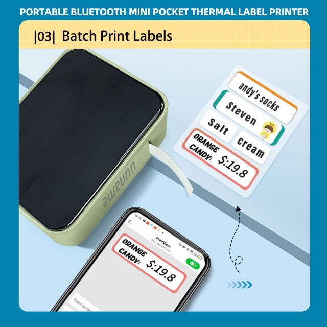 Marklife Mini Portable Sticker Thermal Bluetooth Barcode Label Printers-P15