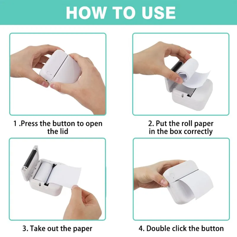 Uuname Portable BT Mini Pocket PhotoThermal Printer & 5 Sticker Paper-C9SE