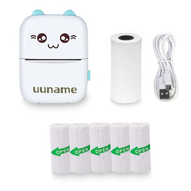 Uuname Portable BT Mini Pocket PhotoThermal Printer & 5 Sticker Paper-C9SE