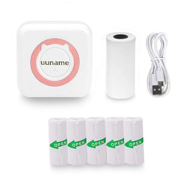 Portable Bluetooth Mini Thermal Printer & 5 Rolls Self Adhesive Paper-C15SE