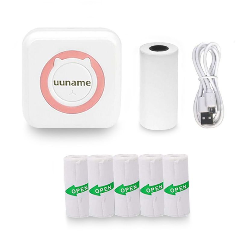Portable Bluetooth Mini Thermal Printer & 5 Rolls Self Adhesive Paper-C15SE