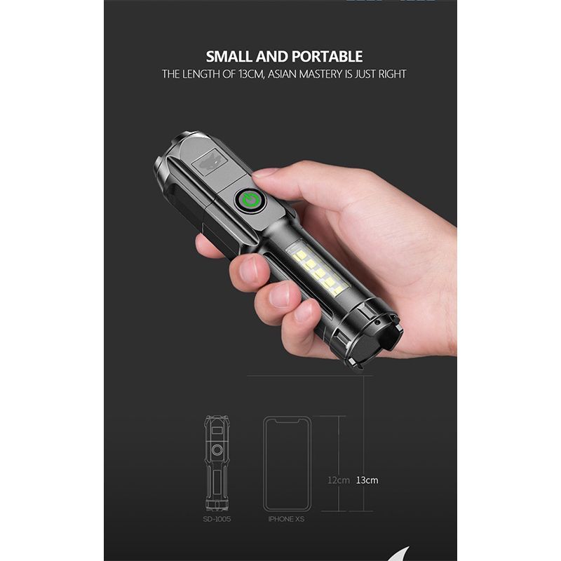 4-Core Usb Rechargeable Flashlight Led Torch Super Bright COB LedTorch-1005