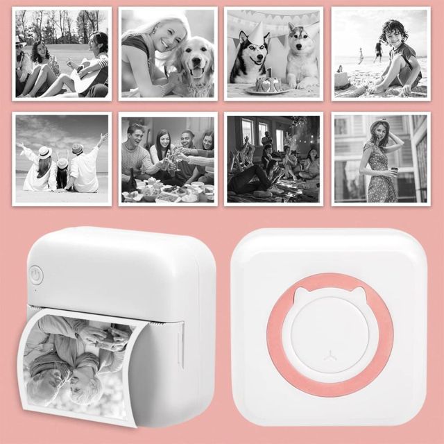 Portable Bluetooth Mini Thermal Printer & 5 Rolls Self Adhesive Paper-C15SE