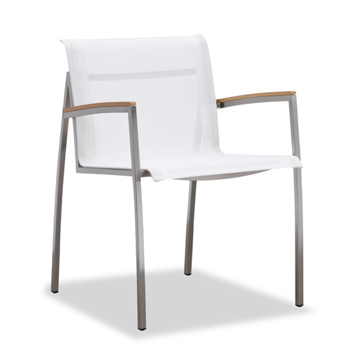 White outdoor dining chair with armrest(Y302BF)
