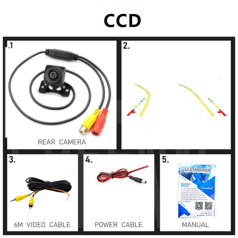 Car Reverse Camera HD Night Vision Wide Angle Rear View Parking Camera Waterproof CCD LED Auto Backup Monitor Color Image