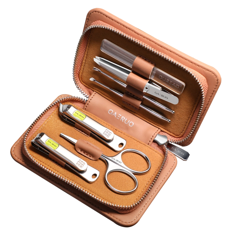 High Quality 7-Piece Stainless Steel Manicure Tools Set pedicure manicure tools with Leather Pedicure Bits