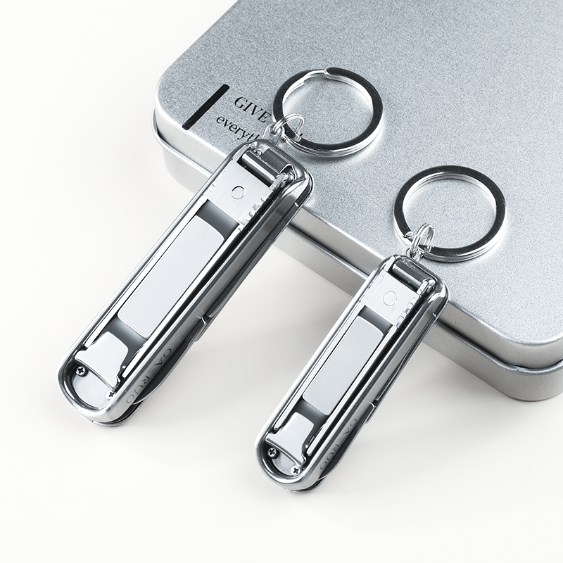 Gaeruo Portable Nail Clippers,Medical Grade Stainless Steel Foldable Nail Cutter with Leather Case, Ultra Slim Travel Design