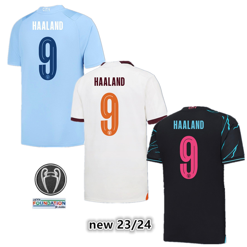 Manchester Citie 23/24 Haaland Fans Version Mens Kids Football Kit Sets Man Citie Home Away Third Away Soccer Jerseys De Bruyne men kids