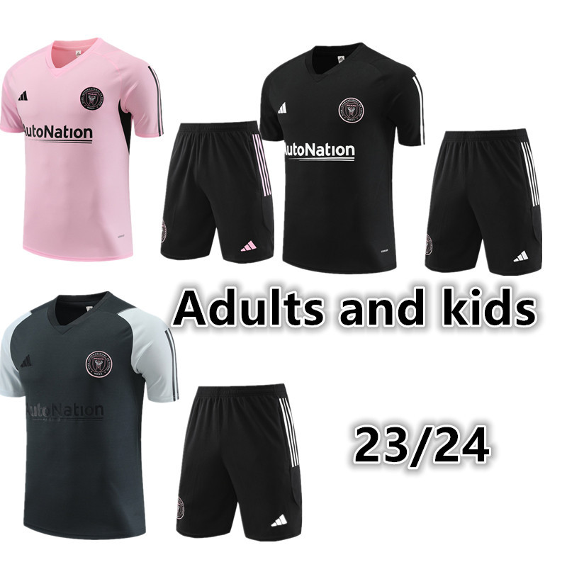 Short sleeve adult and kids jackets 23 24 Miami Men's Football training Jersey Kit Men's and Children's football tracksuit Jogging 2023 24 Miami