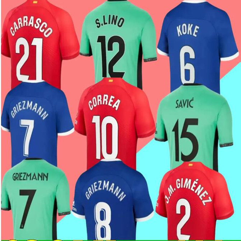 FAN 23 24 Atletico Madrids soccer jerseys GRIEZMANN 23 24 120th anniversary 2023 2024 M.LLORENTE KOKE SAUL Correa LEMAR football shirt men