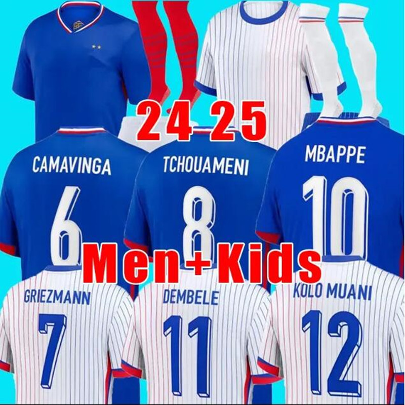 adult kids kit 2024 2025 France soccer jersey DEMBELE GRIEZMANN shirt 24 25 French jersey MBAPPE KANE SAKA GREALISH RASHFORD jersey national team football kids kit