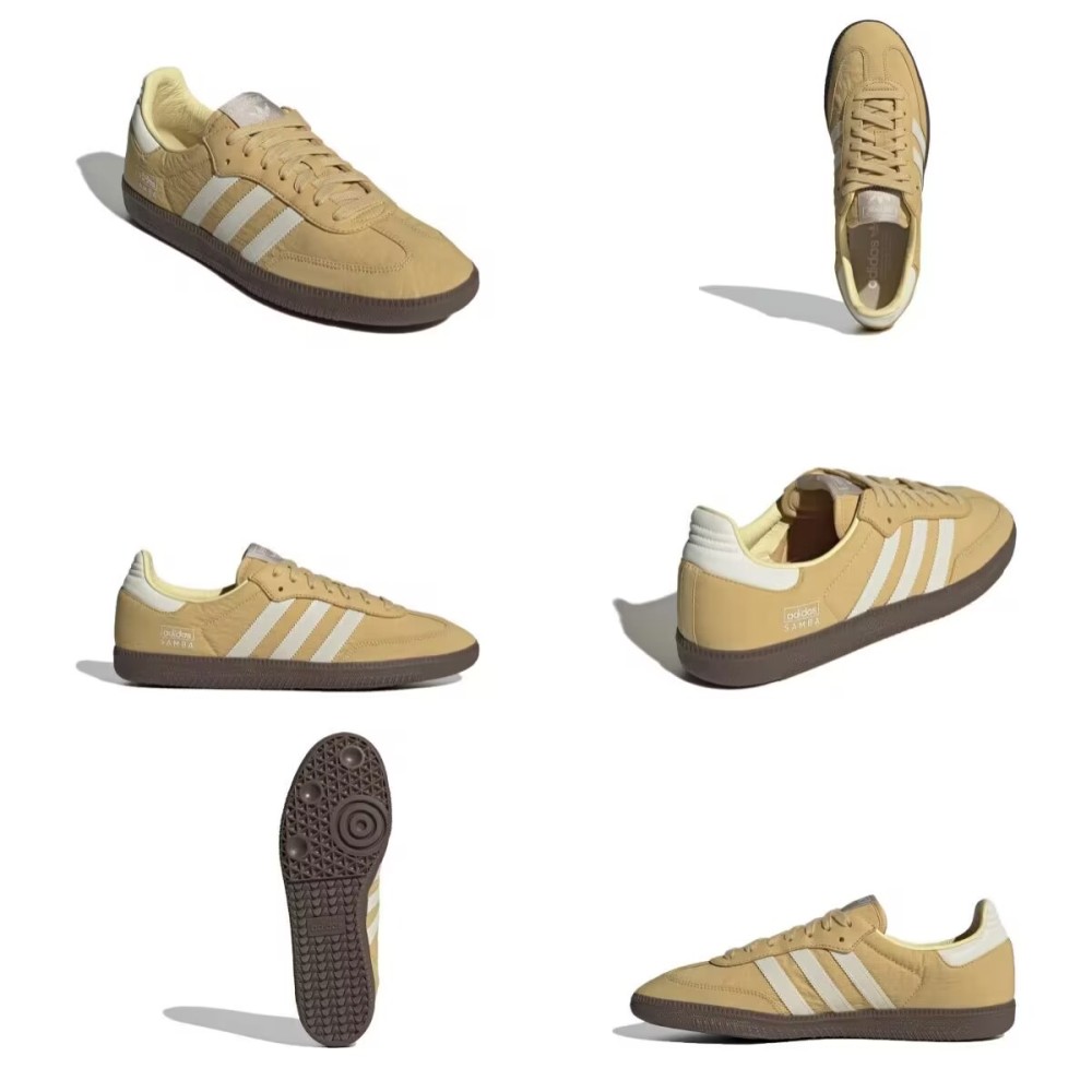 Adidas1 cream-yellow Samba OG German training shoes Shamrock retro couple casual shoes for men and women summer casual small white shoes