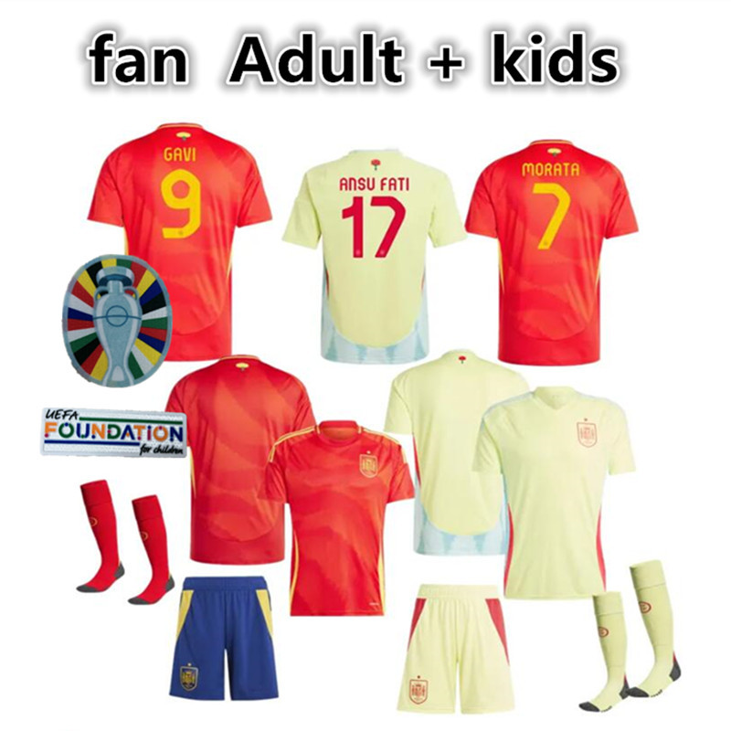 2024 2025 Spain Soccer Jerseys PEDRI LAMINE YAMAL RODRIGO PINO MERINO SERGIO M.ASENSIO FERRAN HERMOSO REDONDO CALDENTEY Men Kids Spain Football Shirt kit