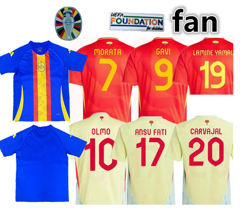 FAN 2024 2025 Spain Soccer Jerseys PEDRI LAMINE YAMAL RODRIGO PINO MERINO SERGIO M.ASENSIO FERRAN HERMOSO REDONDO CALDENTEY Men 2024 Spain Football Shirt kit