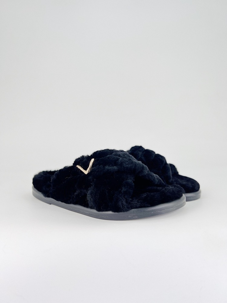 35-41 LOUIS VUITTON light luxury items Louis Vuitton 2024ss The latest autumn/winter new arrival ~ Fluffy shoes semi-mop winterbreak comfert flat slippers LV metal letter button for indoor and outdoor wear