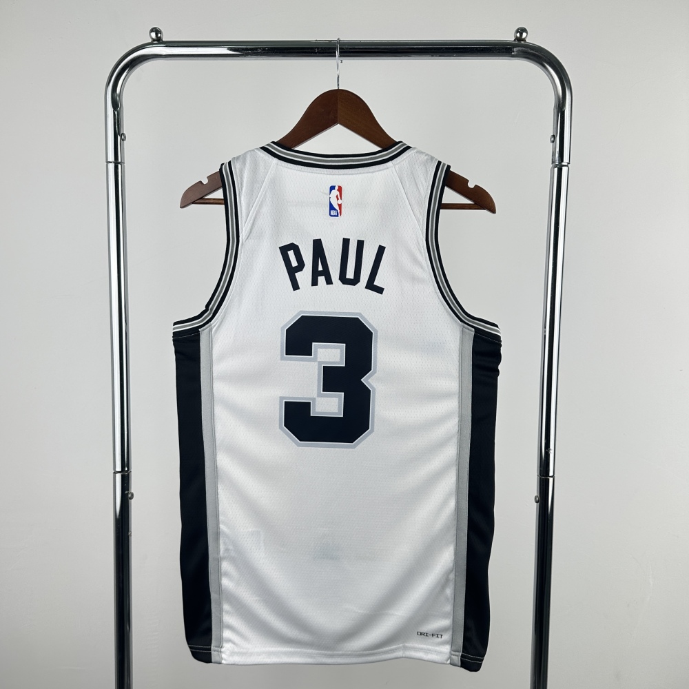 NBA Spurs white No. 3 Paul  NBA