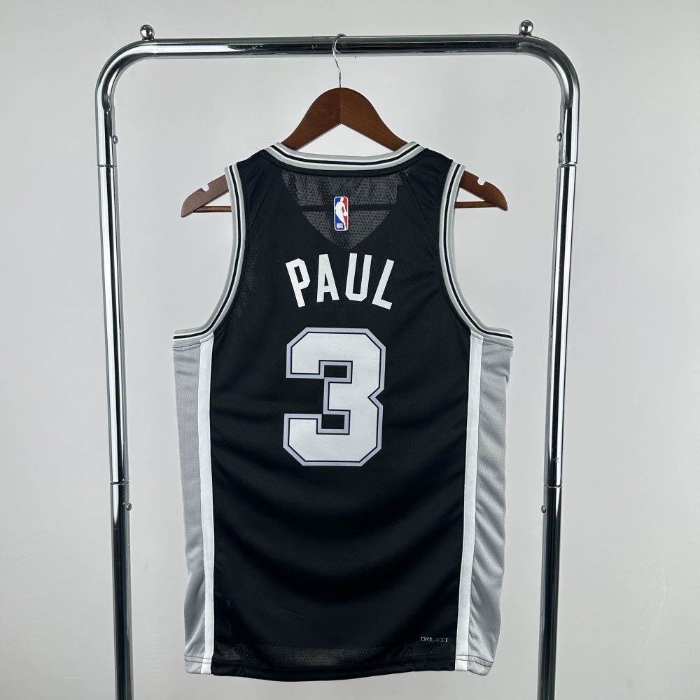 NBA '23 Spurs black No. 3 Paul  NBA