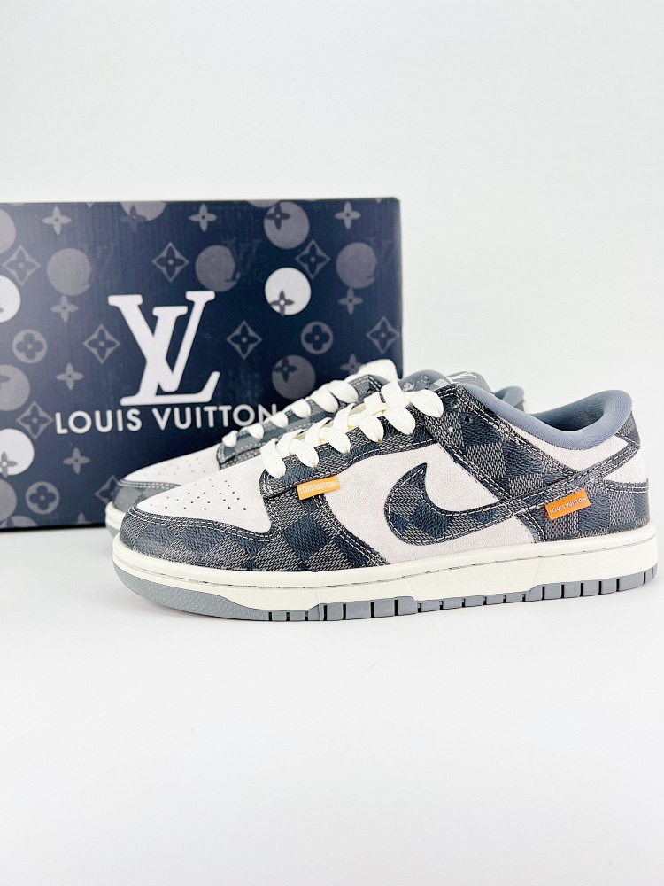 Counter quality size 36-45 LV NIKE DUNK SB LOW SB, as the name suggests, has a classic Dunk blood, but also injected more fashion elements. Compared to common Dunk skate shoes, the modified version of Dunk SB thickens the filling of the shoe tongue for