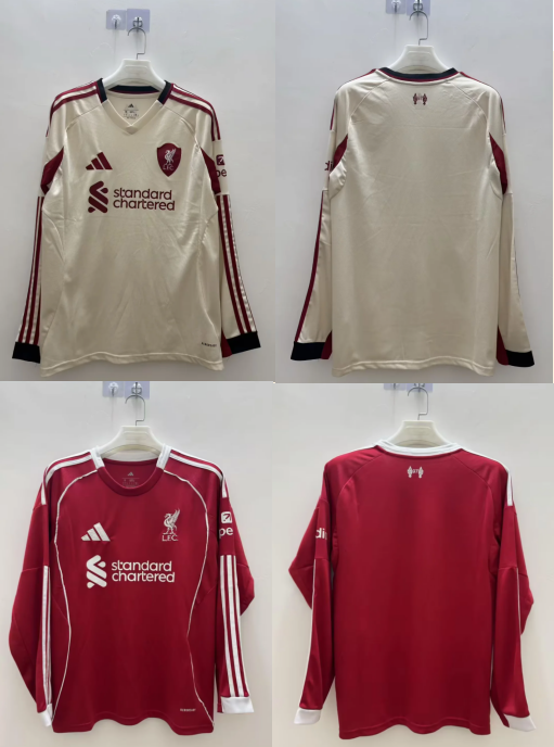 Fan edition size S-2XL 2025 2026 Liverpool Soccer Jerseys 2025 Long sleeves Liverpool Football Shirt Jerseys  jersey Football jersey
