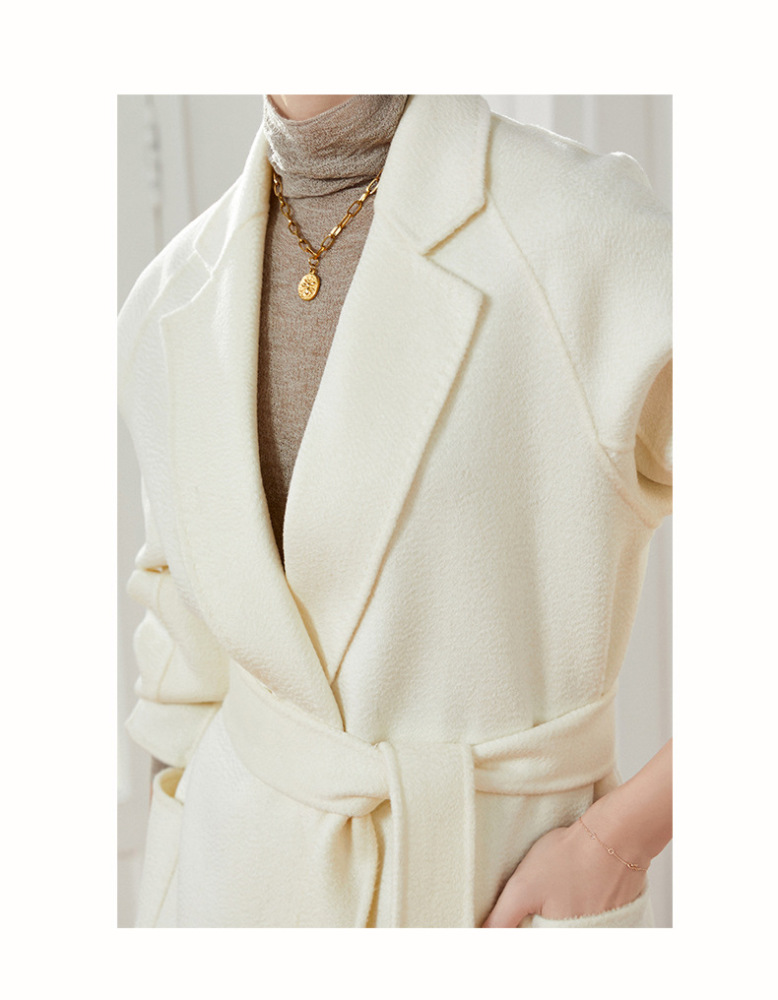 European product Aloe white water wave pattern double-sided cashmere coat female small fall and winter short section tweed coat young models