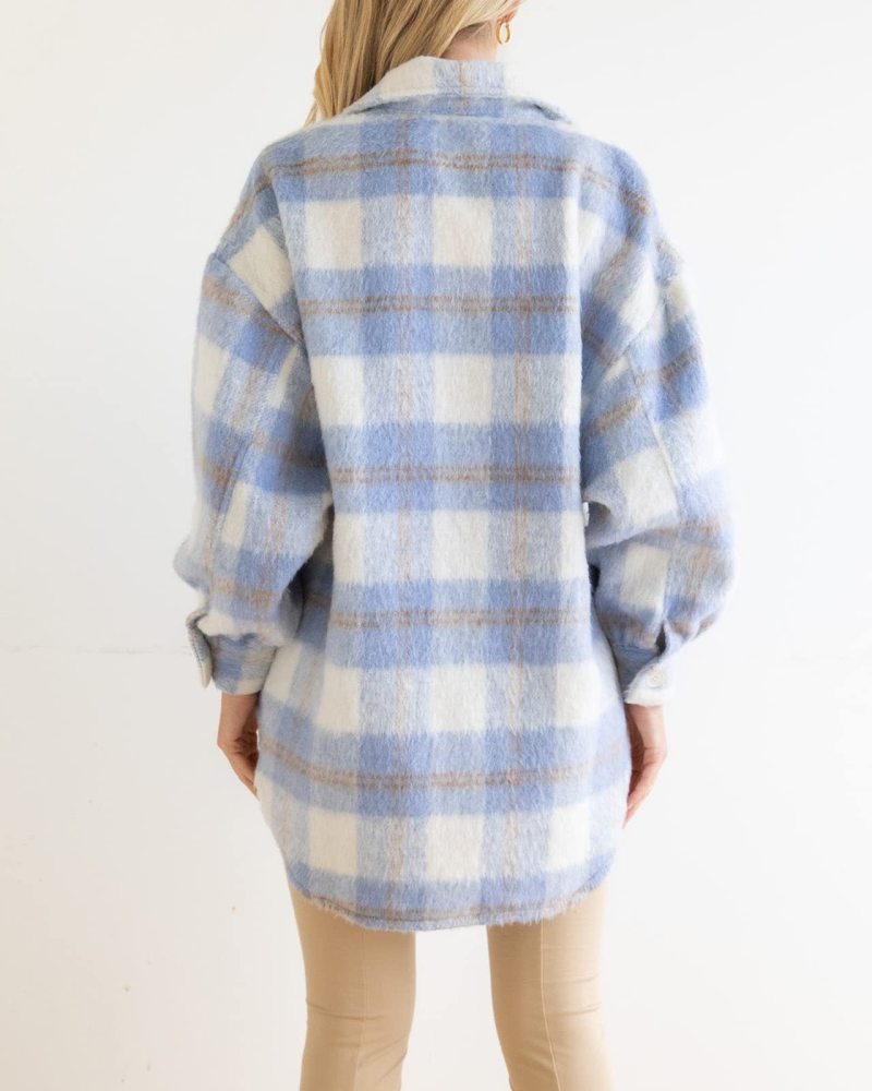 2024 fall and winter new women's plaid mohair coat tweed thick coat