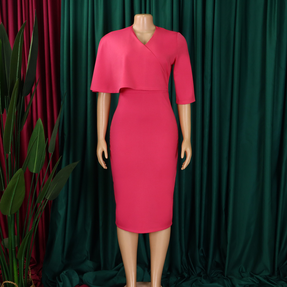 Women's new style Tongle solid color hip-hugging professional pencil skirt African dress