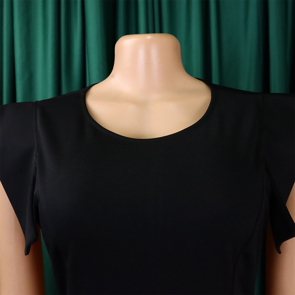2024 Summer New Short Sleeve Package Hip Tight Temperament Tongle Split Bright Edge Foreign Trade Dresses