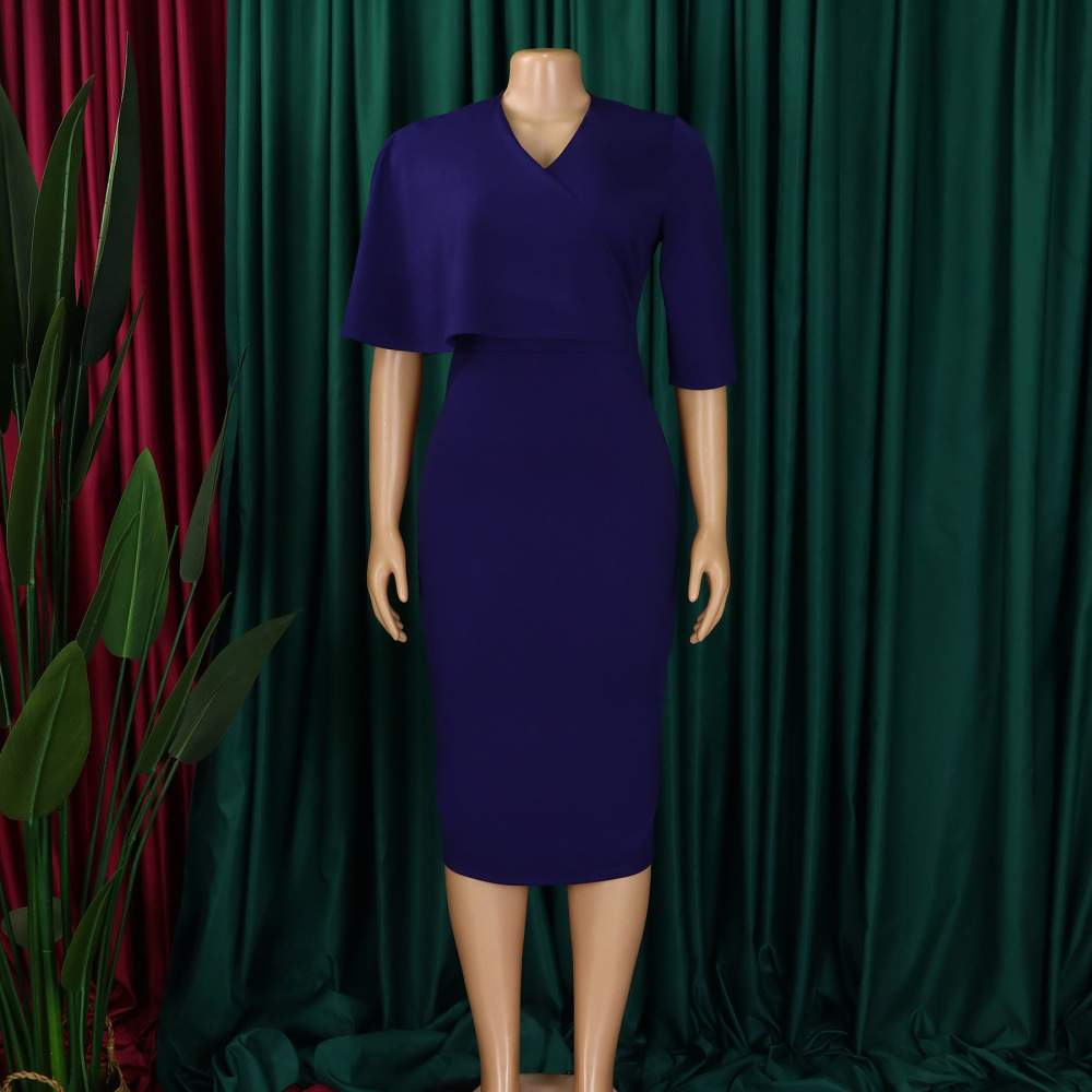 Women's new temperament hip-hugging professional pencil skirt Tongle solid color dress