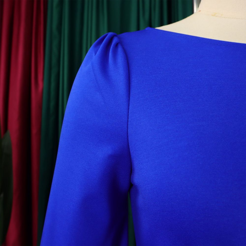 2024 new long-sleeved round neck strap solid color A-line skirt dress