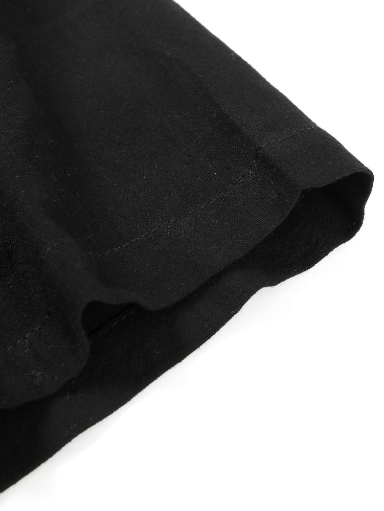 Men's casual lapel loose short-sleeved shirt men's solid color cotton and linen breathable shirt