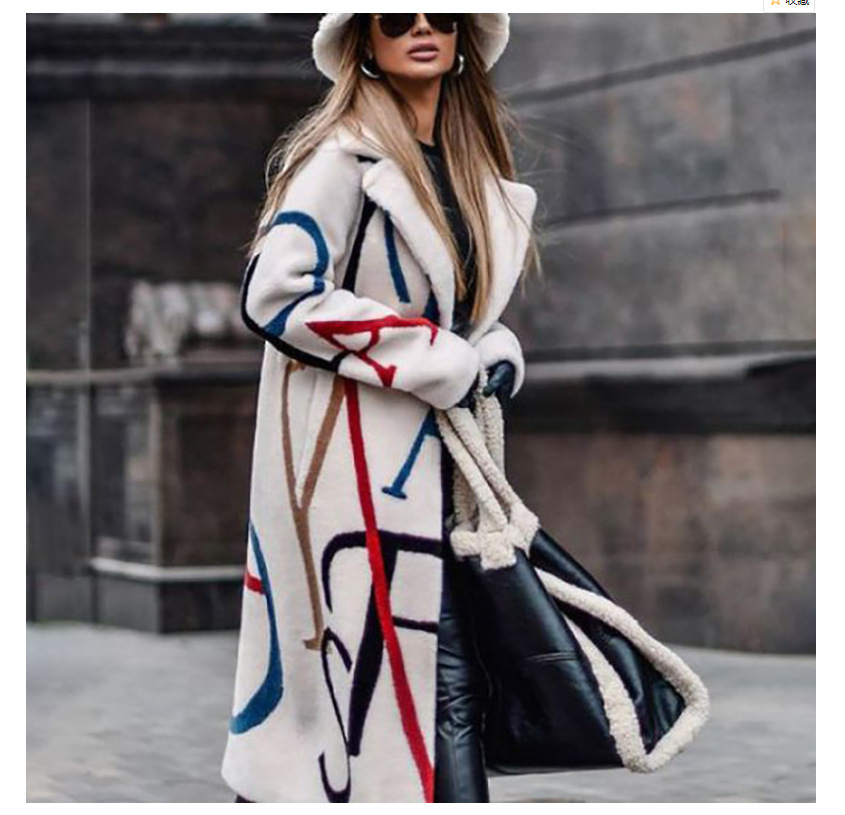2024 fall and winter new women's loose big yards printed trench coat lapel coat coat women