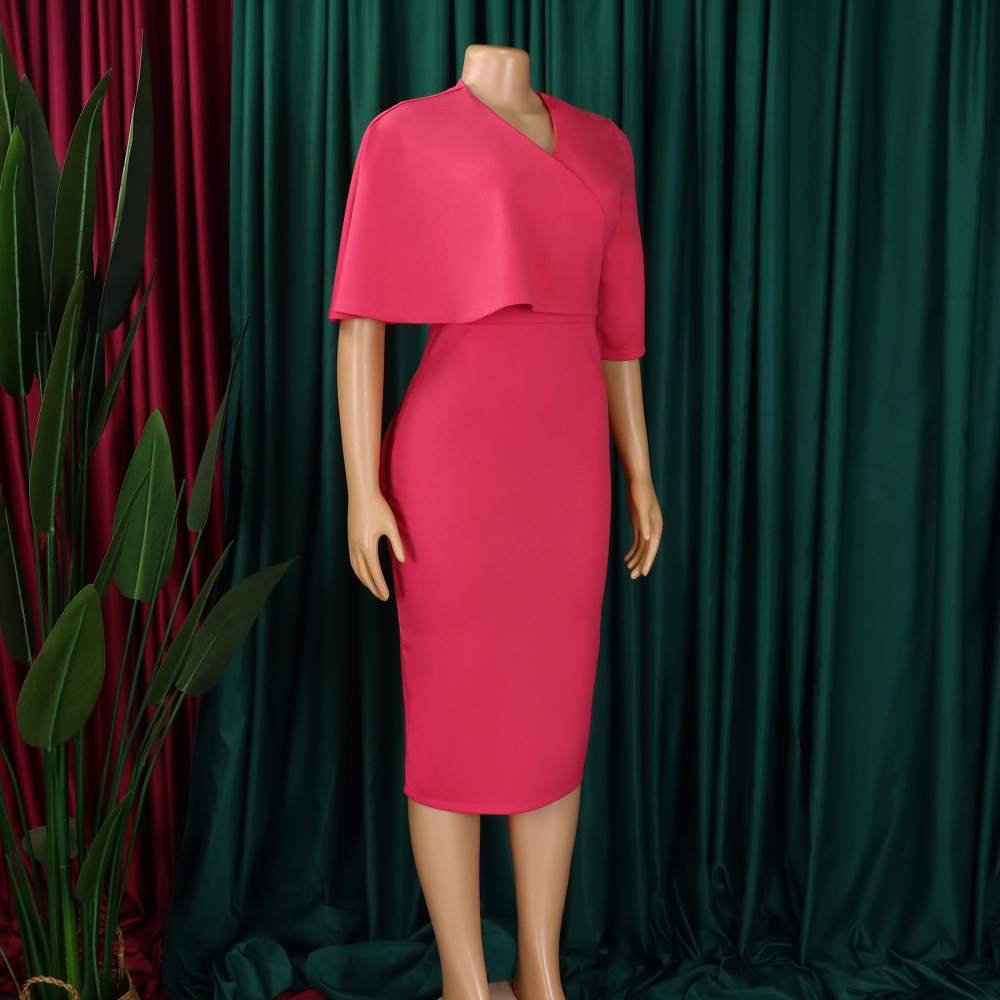 Women's new style Tongle solid color hip-hugging professional pencil skirt African dress