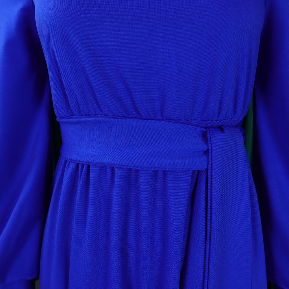 2024 new long-sleeved round neck strap solid color A-line skirt dress