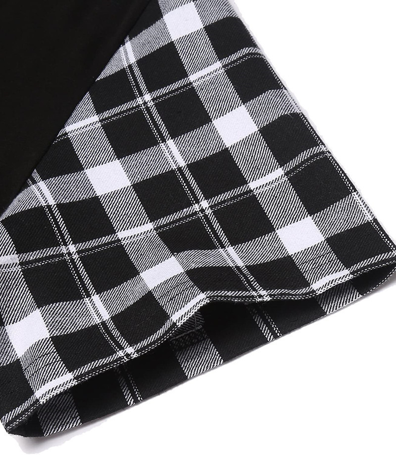 Summer new POLO shirt men's casual splicing short-sleeved polo shirt men's large size zipper plaid T-shirt
