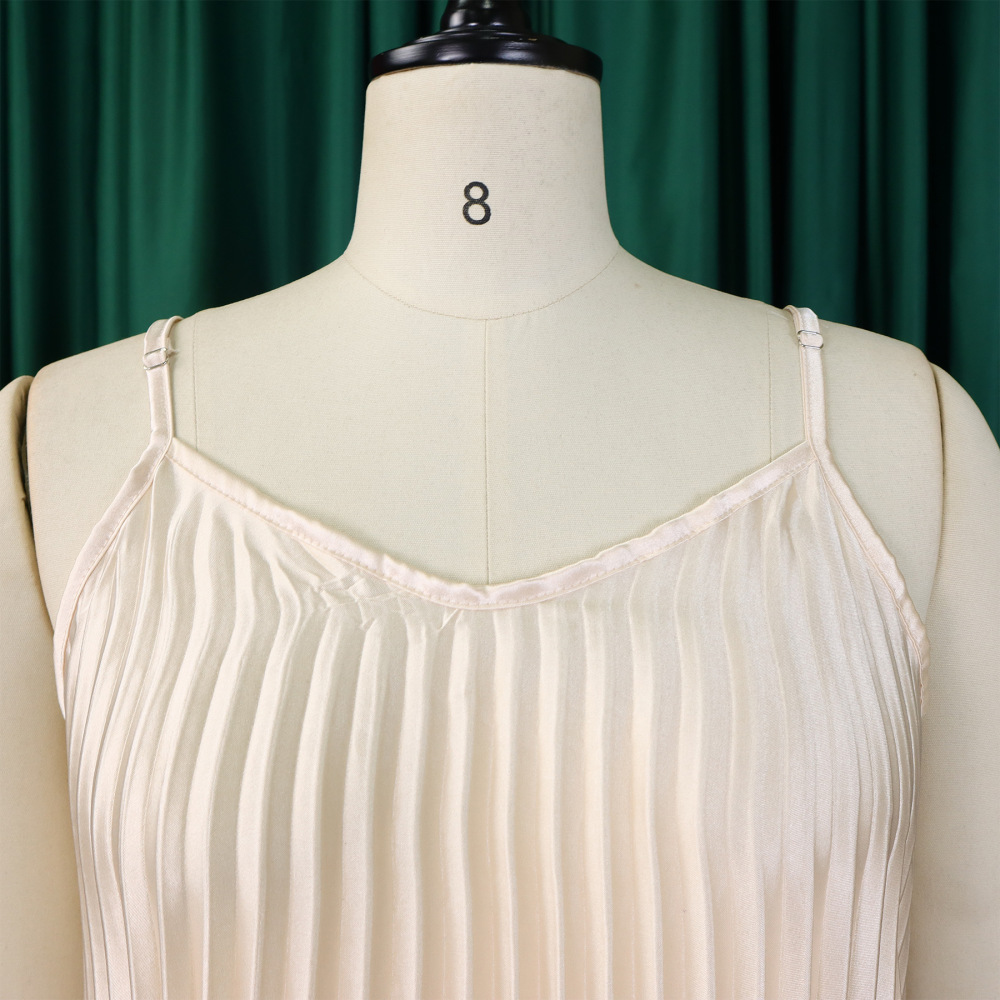 2024 summer new style sling pleated sexy fashionable A-line skirt long African dress