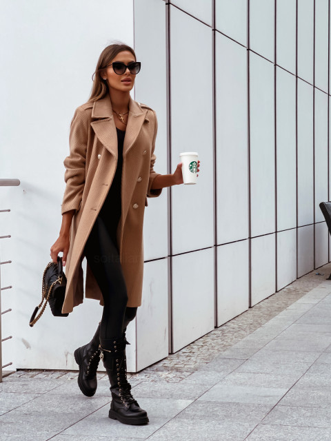 2024 Europe and the United States new fashion double-breasted long section tweed playing coat jacket female